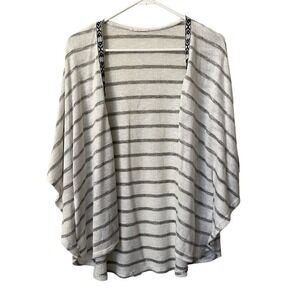 Le Lis one size black and gray striped poncho cardigan sweater comfortable knit